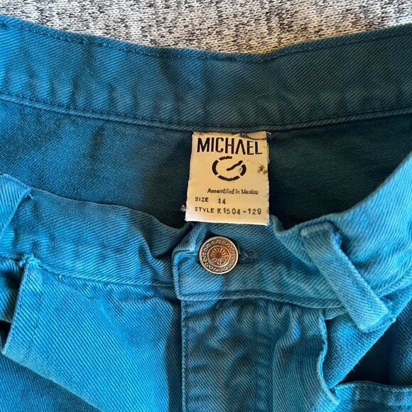 80s/90s vintage teal high waisted mom jeans MIchael G. 24/25/26 - Picture 6 of 7